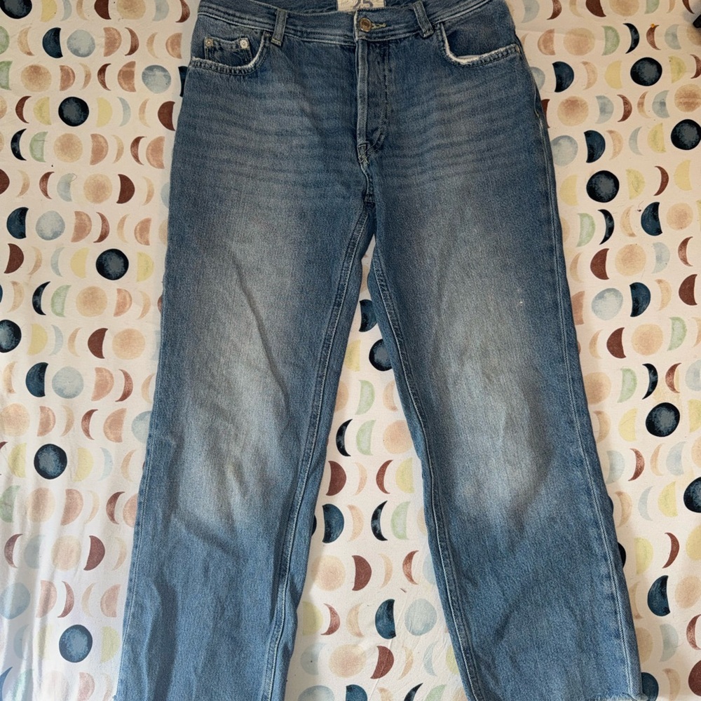 We The Free Relaxed Straight-Leg Jeans in Light Blue Wash